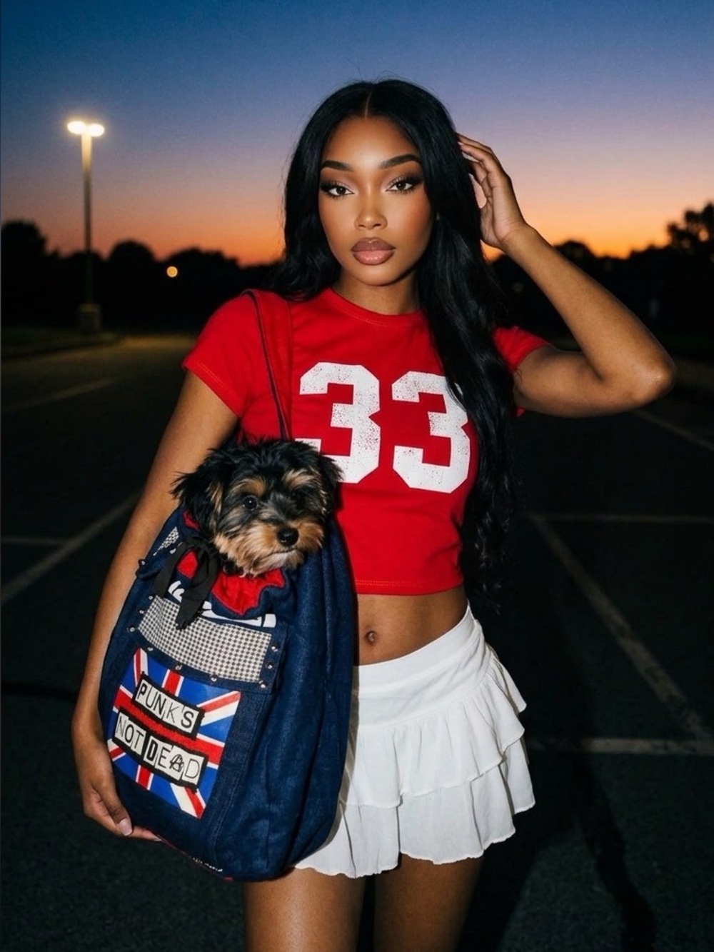 S/M size dog carrier Punk's Not Dead Navy tote